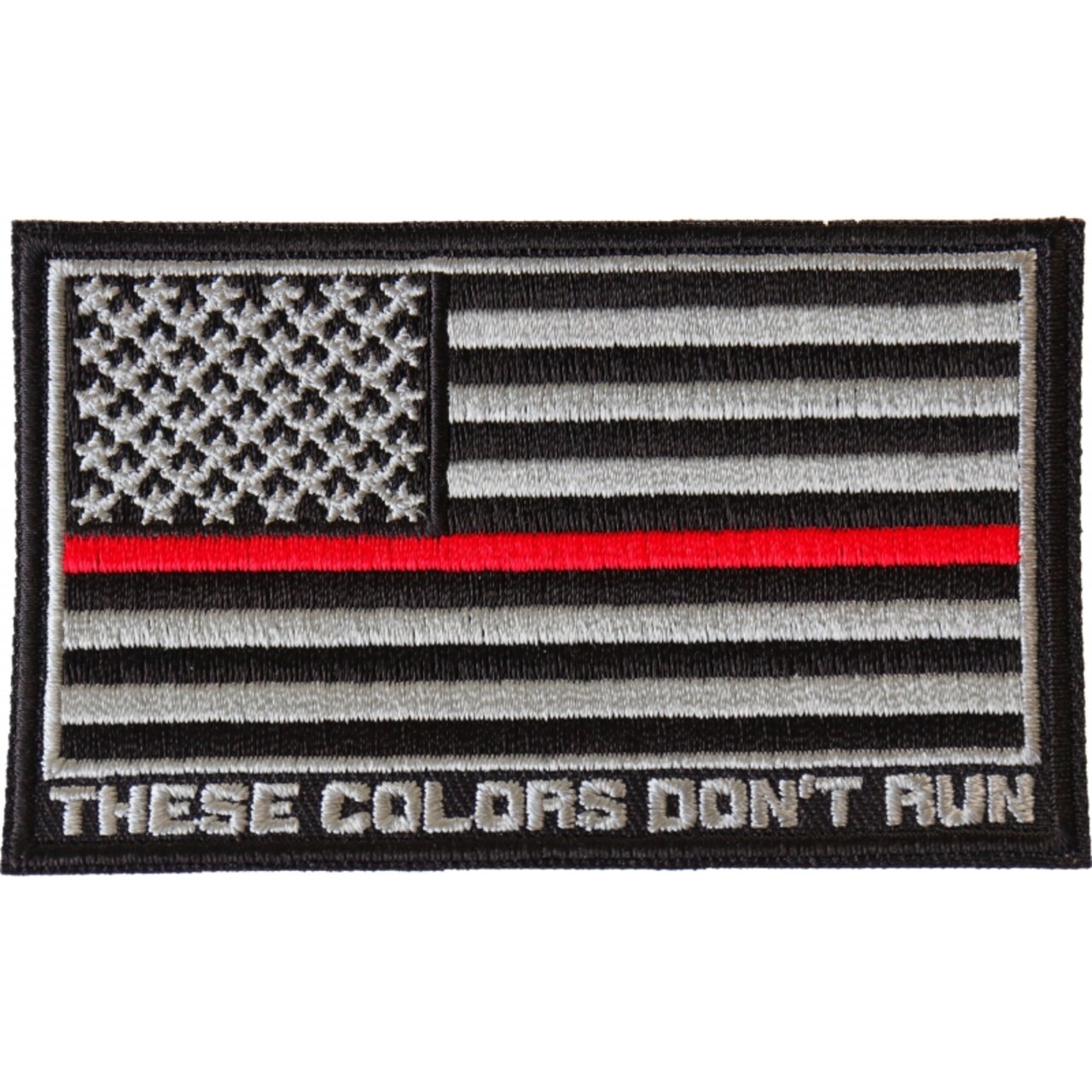 Patch, Embroidered Patch (Iron-On or Sew-On), Thin Red Line American Flag  These Colors Don't Run Patch, 3.5 x 2